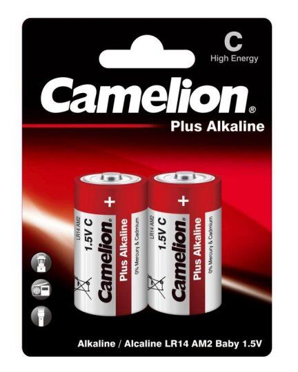 Батарейки Camelion Элемент питания алкалиновый C/LR14 1.5В Plus Alkaline LR14-BP2 BL-2 (блист.2шт)