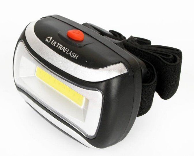 Фонари и переносные световые приборы Ultraflash Фонарь налобный LED 5380 (3Вт COB LED 3 режима черн. пласт. пакет)