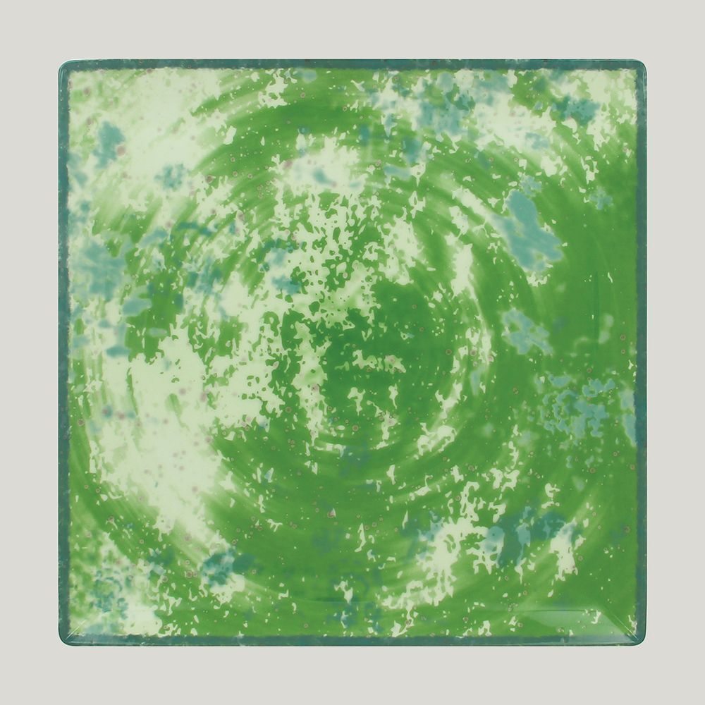 Тарелка RAK Porcelain Peppery квадратная плоская 25х25 см, зеленый цвет