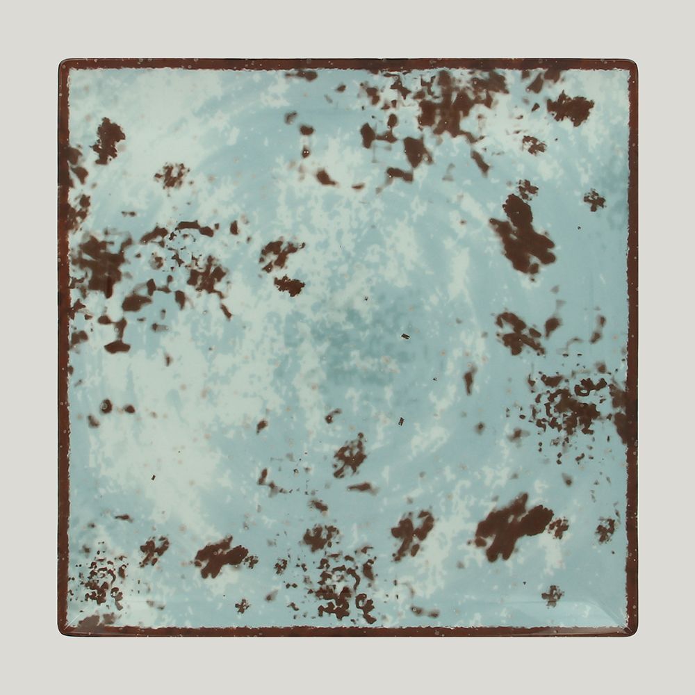 Тарелка RAK Porcelain Peppery квадратная плоская 27х27 см, голубой цвет