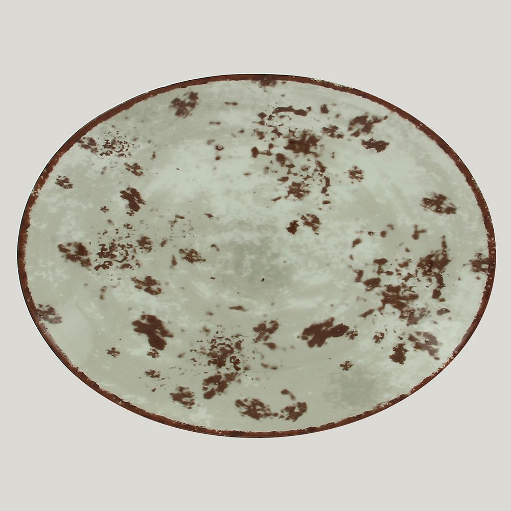 Тарелка RAK Porcelain Peppery овальная плоская 36х27 см, серый цвет