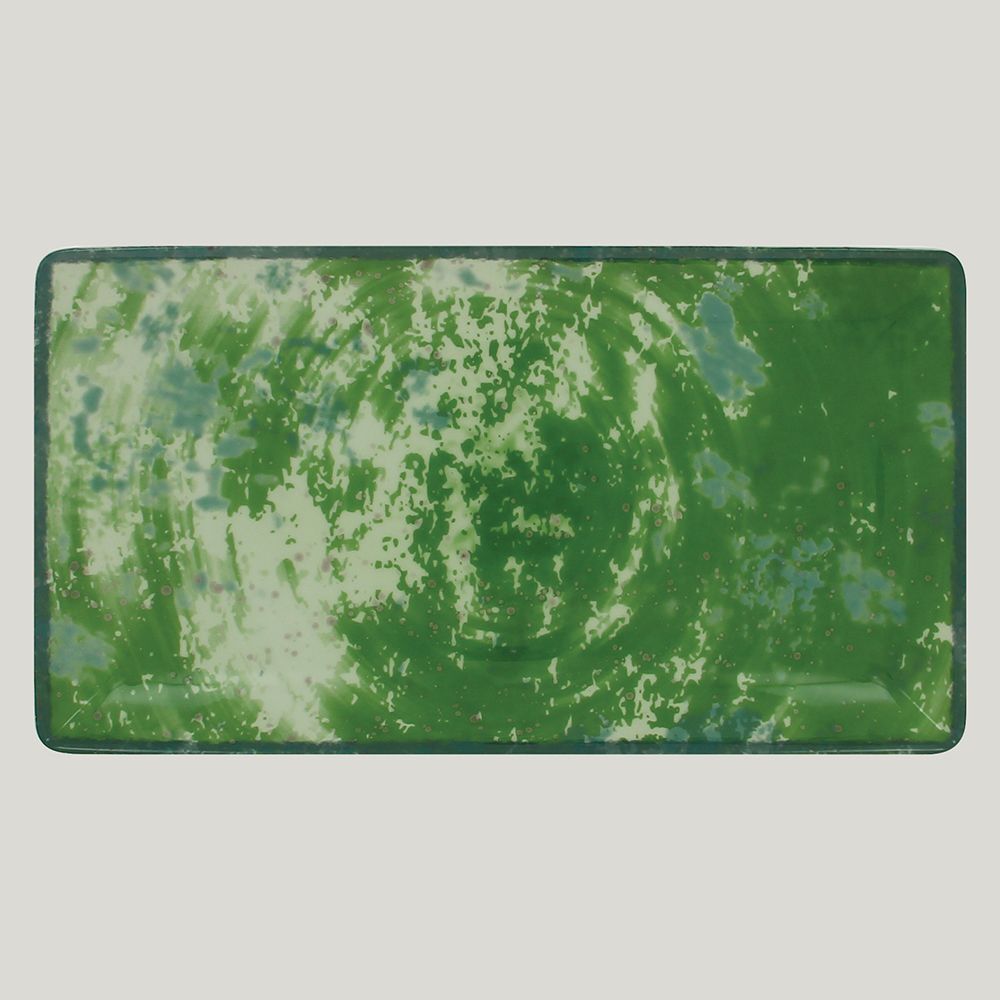 Тарелка RAK Porcelain Peppery прямоугольная плоская 33х18 см, зеленый цвет