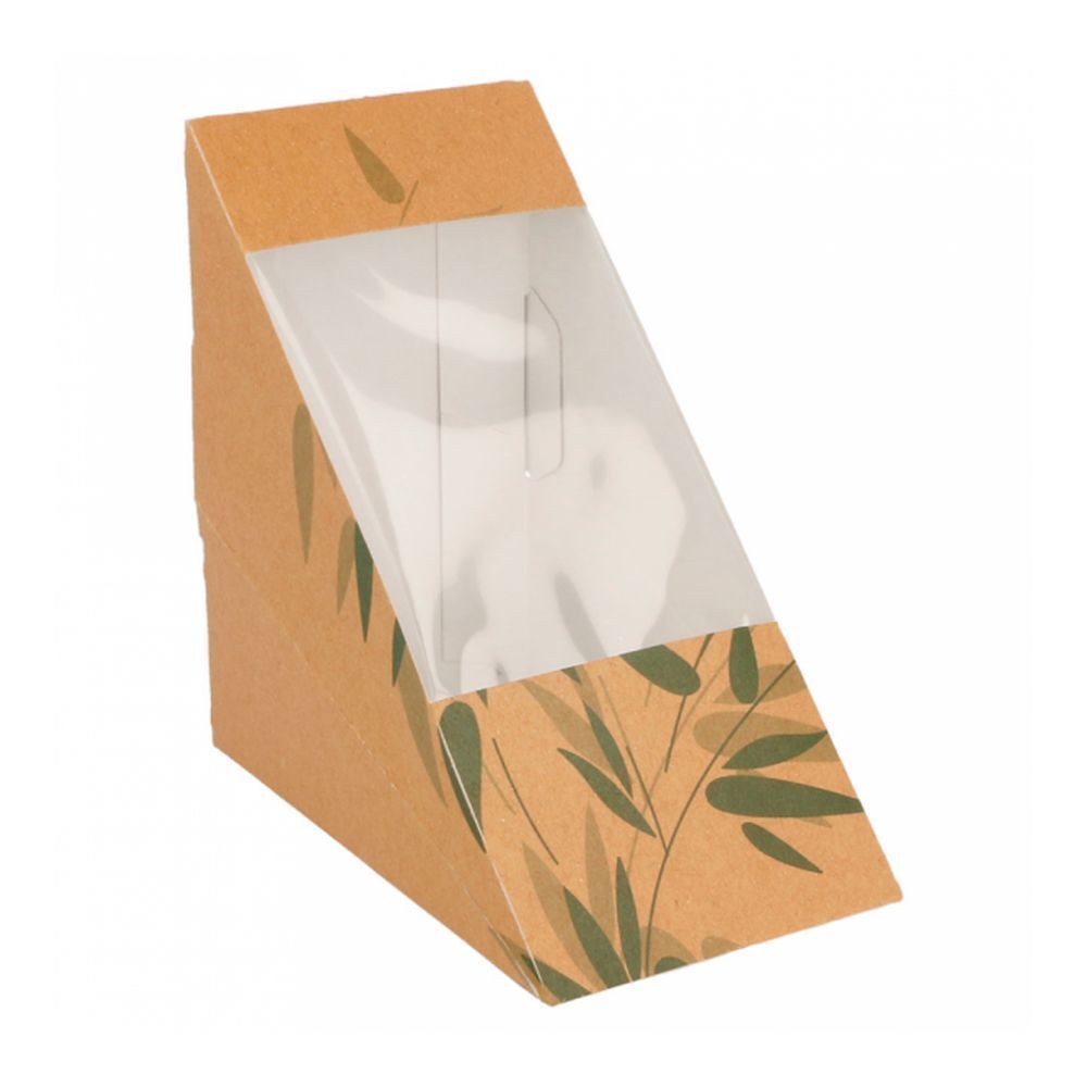 Коробка картонная для двойного сэндвича с окном 12,4х12,4х7,3 см, 100 шт/уп, Garcia de Pou