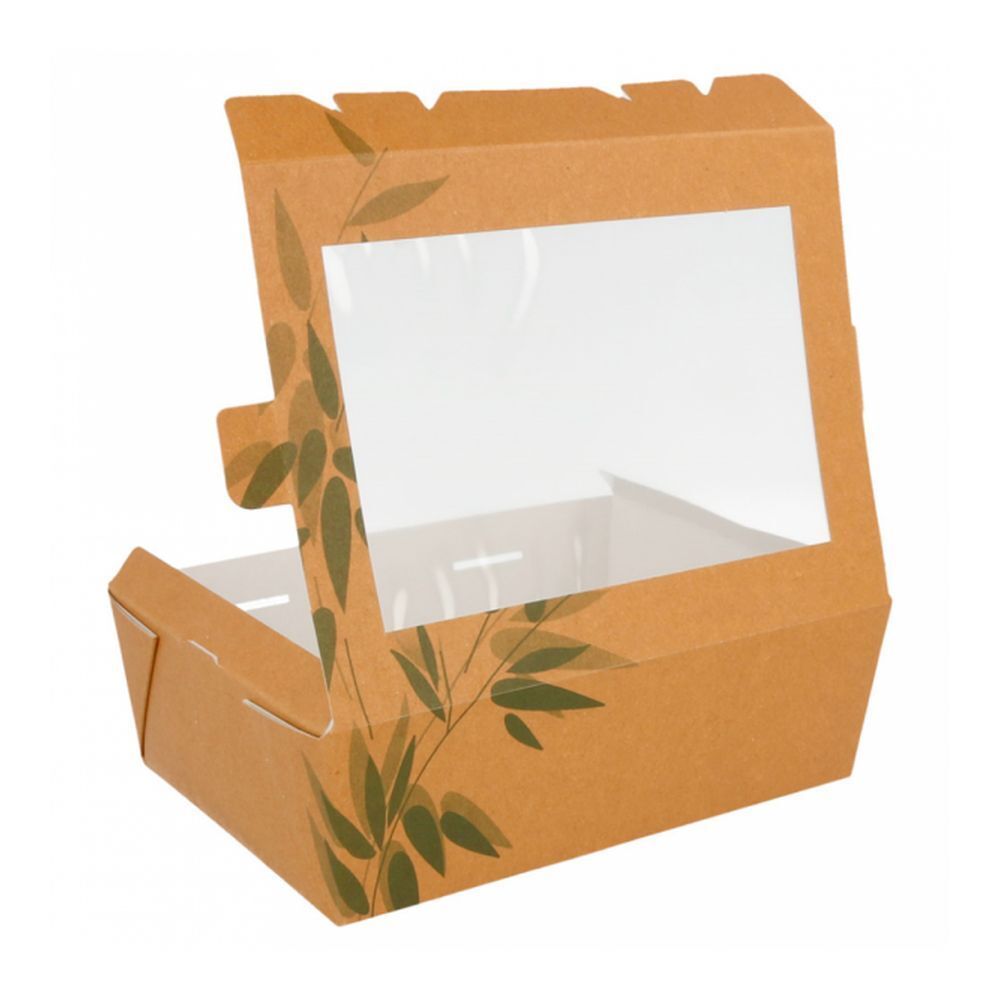 Контейнер картонный для салата с окном, 1 л, 12х17х5,5 см, 25 шт/уп, Garcia de Pou