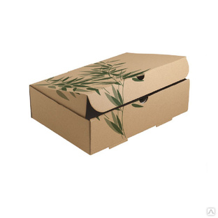 Коробка Feel Green для еды на вынос, 26х18х7 см, 1 штука.гофр.картон, Garcia de Pou Испания 