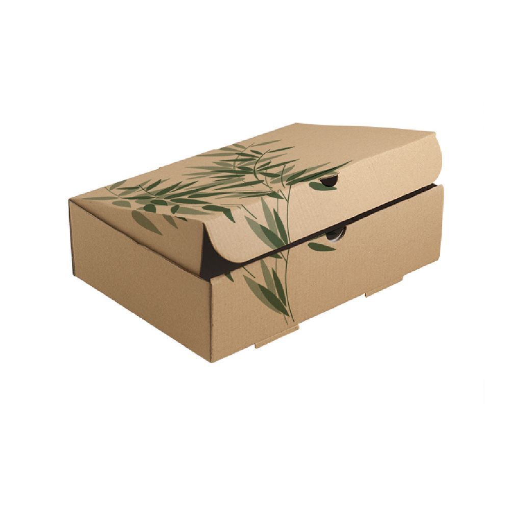 Коробка Feel Green для еды на вынос, 26х18х7 см, 1 штука.гофр.картон, Garcia de Pou Испания