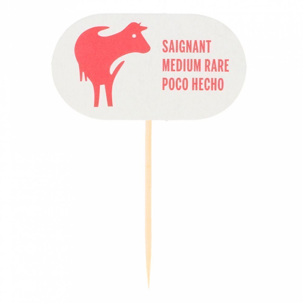 Маркировка-флажок для стейка "MEDIUM RARE" 8 см, 100 шт, Garcia de Pou Испания