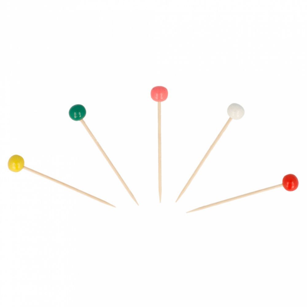 Пика "Цветные шарики" 6,5 см, бамбук, (1упаковка = 144 шт), Garcia de Pou Испания
