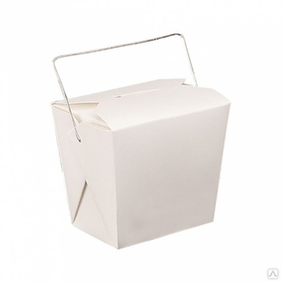 Коробка для лапши с ручками 780 мл белая, 8х7 см, 50 шт/уп, картон, Garcia de Pou 