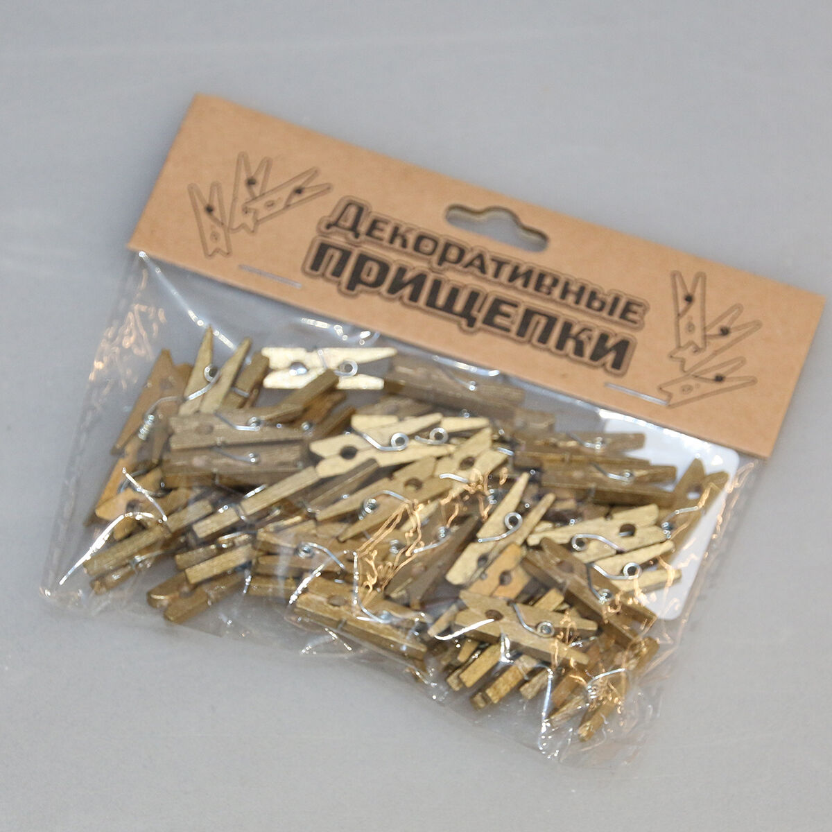 Прищепки-мини деревянные 2,5 см, золотые, 50 шт/уп P.L. Proff Cuisine