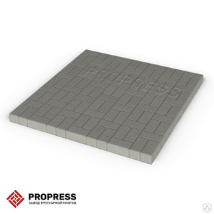 Тротуарная плитка Пропресс Кирпичик Серый зернистый 80 мм 