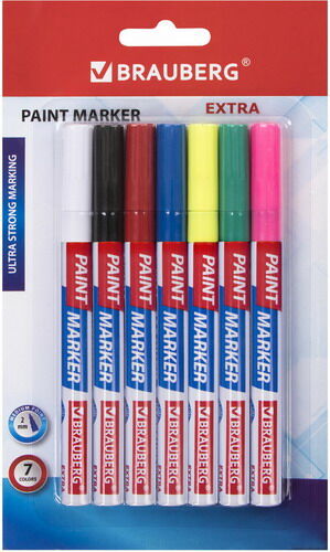 Набор маркеров Brauberg EXTRA (paint marker) 2 мм 7 цветов (151996)
