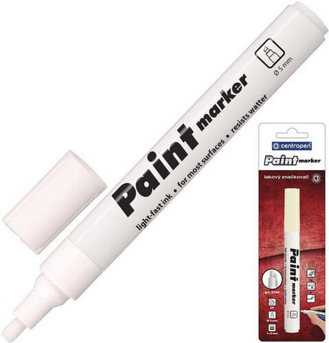 Маркер-краска лаковый (paint marker) CENTROPEN белый скошенный наконечник 1-5 мм 9100 (21998)