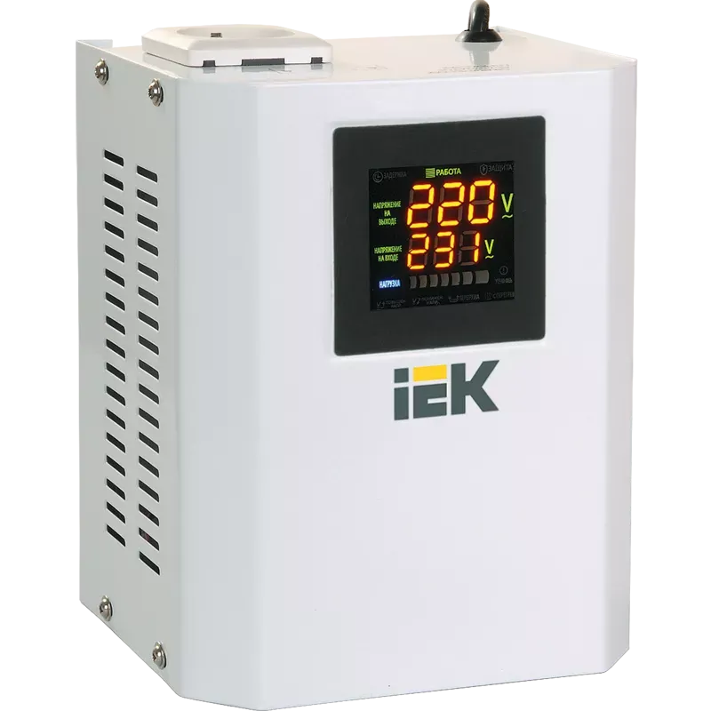 IVS24-1-00500 стабилизатор напряжения Boiler 0,5 кВА IEK номинальная мощность нагрузки 500ВА, цифровой дисплей номинальн