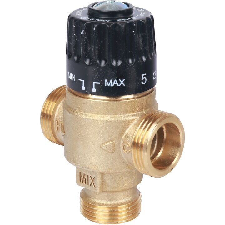 Термостатический смесительный клапан Stout для систем отопления и ГВС Ду 20 Нр 30-65°С KV 2,3