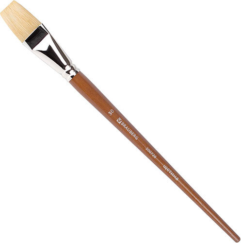 Кисть художественная профессиональная Brauberg ART CLASSIC №30 щетина плоская длинная ручка (200726)