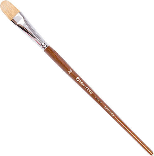 Кисть художественная профессиональная Brauberg ART CLASSIC №26 щетина овальная длинная ручка (200739)