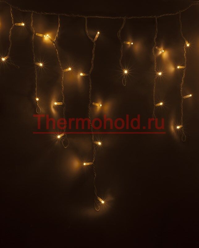 Гирлянда новогодняя Айсикл (бахрома) светодиодный, 4,8 х 0,6 м, Белый провод, 220В, диоды Тепло-Белы