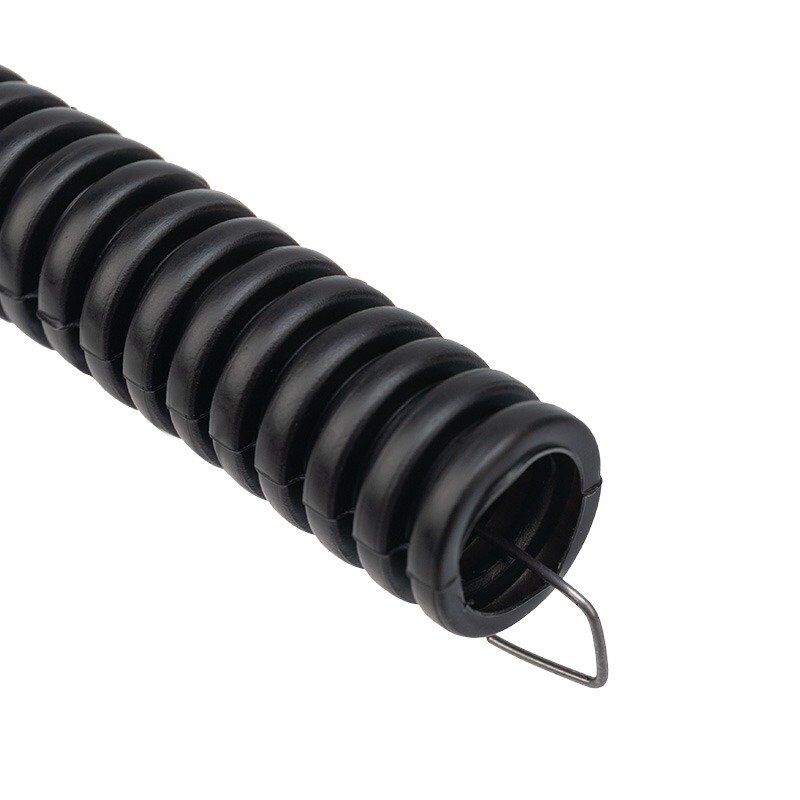 Труба гофрированная из ПНД, с зондом, черная, ?25 мм (бухта 10 м/уп) REXANT