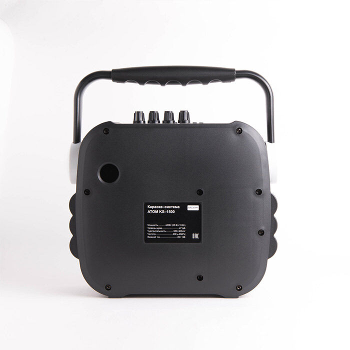Караоке-система Atom KS-1500, 50Вт, BT (до30м), USB, microSD, AUX, беспроводной микрофон 3