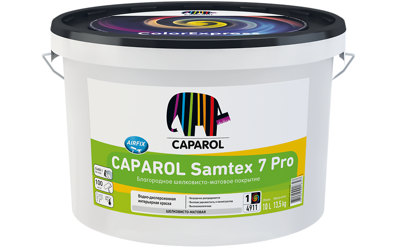 Краска водно-дисперсионная для внутренних работ CAPAROL Samtex 7 PRO База 3, 9,4 л (44 шт/пал)