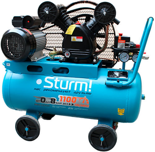 Воздушный компрессор Sturm (AC93250B) 2400 Вт 50 л 370 л/мин 8 бар манометр ремень